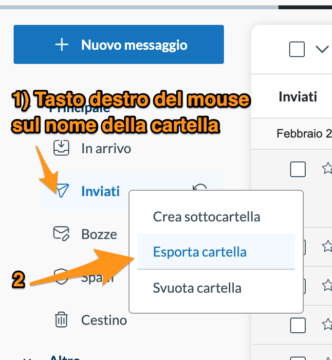 Comando per esportare una cartella dalla webmail